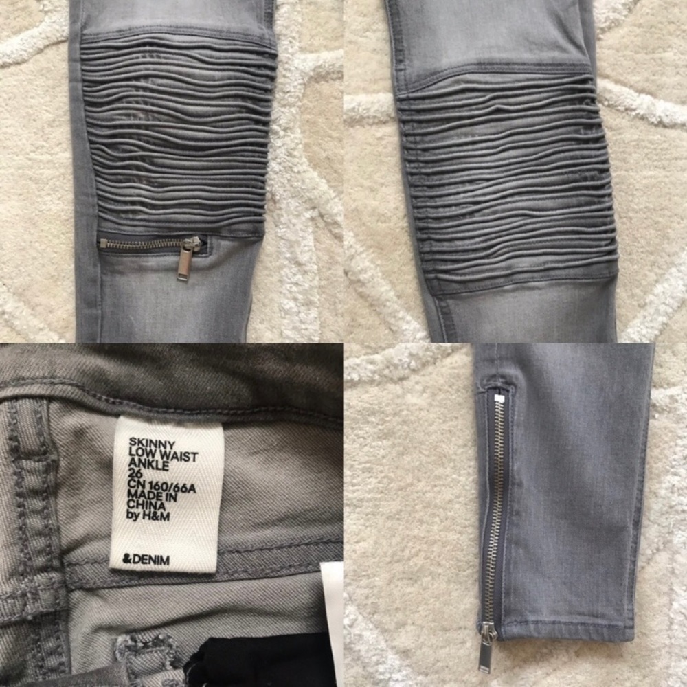 H&M Gray Moto Jeans Size 26 - Picture 7 of 8